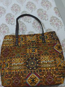 “Rang Mahal Tote” Embroidered Heritage Handbag