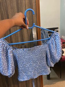 Floral Blue Crop Top And Skirt