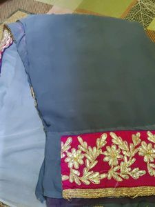 Elegant Grey Saree with Embroidery