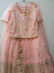 Peach Sequence Lehenga Set