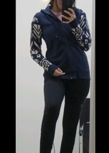 Fame Forever Blue Block Print Jacket/Sweater