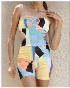 Chic Geometric Print Romper