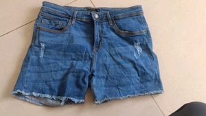 blue denim shorts women
