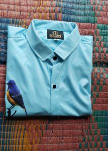 Blue Bird Print Shirt