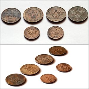 Set of 6 Swedish Ores Coins