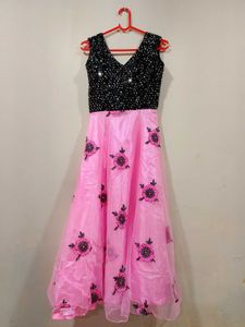 Elegant Black & Pink Party Wear Gown for Gi