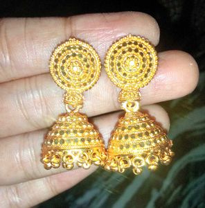 Gold Jhumka Earrings