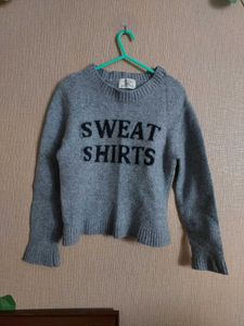 Gray "Sweatshirts" Knit Sweater