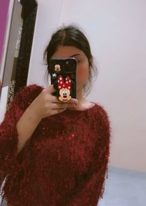 Wine Fuzzy Knit party wear Top🔥