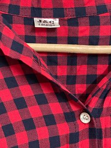 Red And Black Checkered Shirt Dress In Size Medium