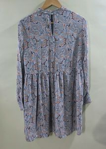 Paisley Print Smocked Neck Mini Dress