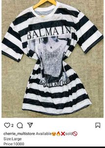 Balmain Striped Mesh Tee