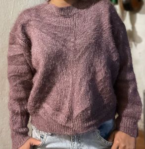 Shimmery Cropped Sweatshirt