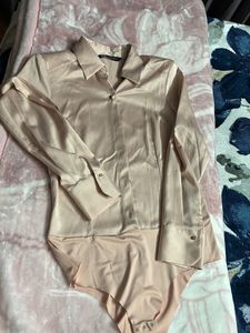 Satin Bodysuit With Shoulder Pads