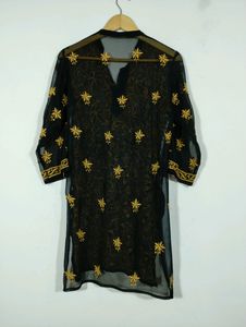 Black Lucknowi Kurti