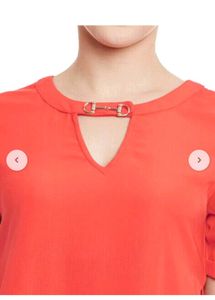 KAZO Orange Longline Side-Slit Tunic