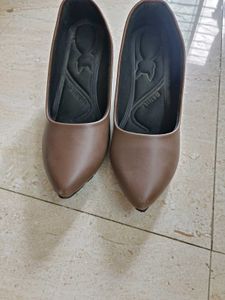Brown Pointed-Toe Ballet Flats