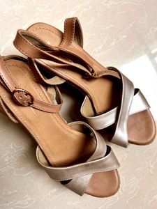 Women Golden Wedge Heels