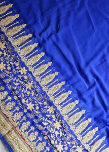 Royal Blue saree with blouse piece