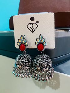 Red Jhumka Earrings