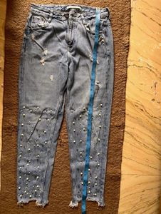 Zara Bead Work Denim Jeans👖
