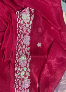 Mitera Burgundy Sequin Saree