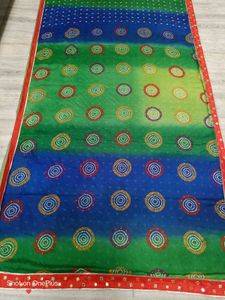 🇳🇿💫💗 Bandhej Print Elegant Blue &amp; Green Saree