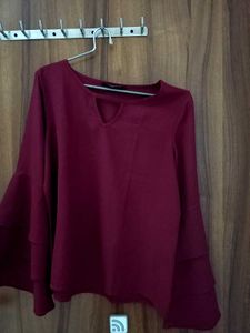 Maroon Flare Sleeve Top for Women