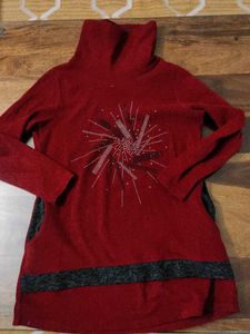 Red maroonish Tunic Top with Embellishments