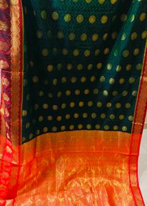 Elegant Green & Gold Saree