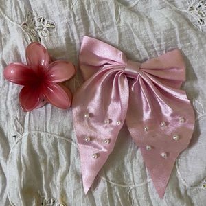 Pink Pearl Hair Bow