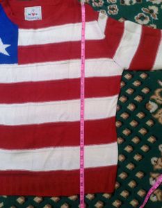 AMERICAN FLAG PRINT SWEATER. Oversized