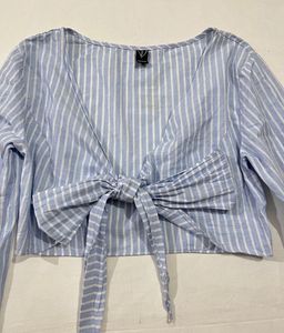 Tie Front Striped Top