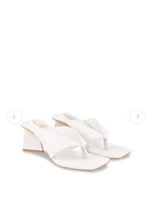 White Block Heel Sandals