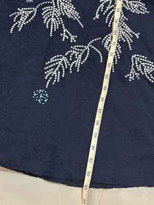 Navy Embellished Sleeveless Dress