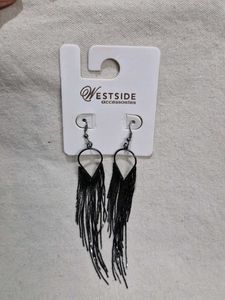 Graphite Black Tassel VINTAGE EARRINGS
