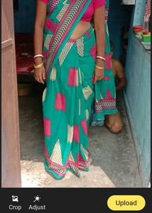 Green Printed Saree with Pink Accents