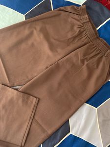 Brown Elastic Waist Pants