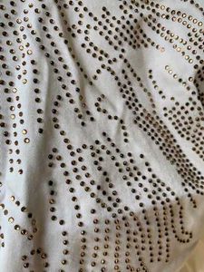 White Designer Shirt with Golden Stud Deta