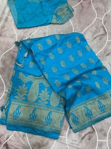 Blue Banarasi Style Saree