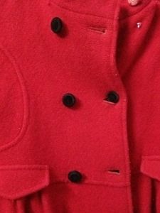 Red Hooded Button-Down Coat