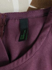 Wine Colour Small Size Peplum Benetton Top