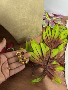 Gold Tone Flower Jhumka Earrings