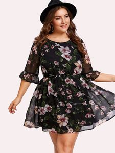Black Floral Dress ( Without Tag)
