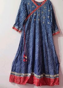 Blue Bandhini Anarkali Kurta
