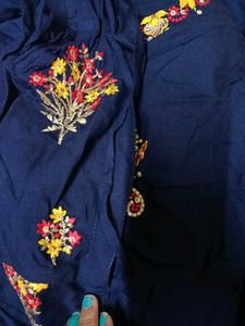 Attractive Blue Kurti With Embroidery