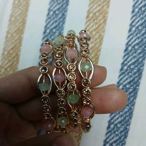 Beaded Rhinestone Bangle Bracelets