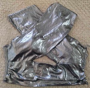 FashionNova SilverMetallic Cross-Front HalterTop