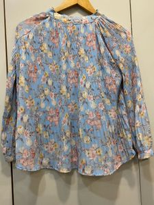 Sky Blue Pleated Top