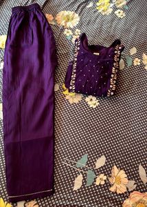 purple elegant kurta pant set